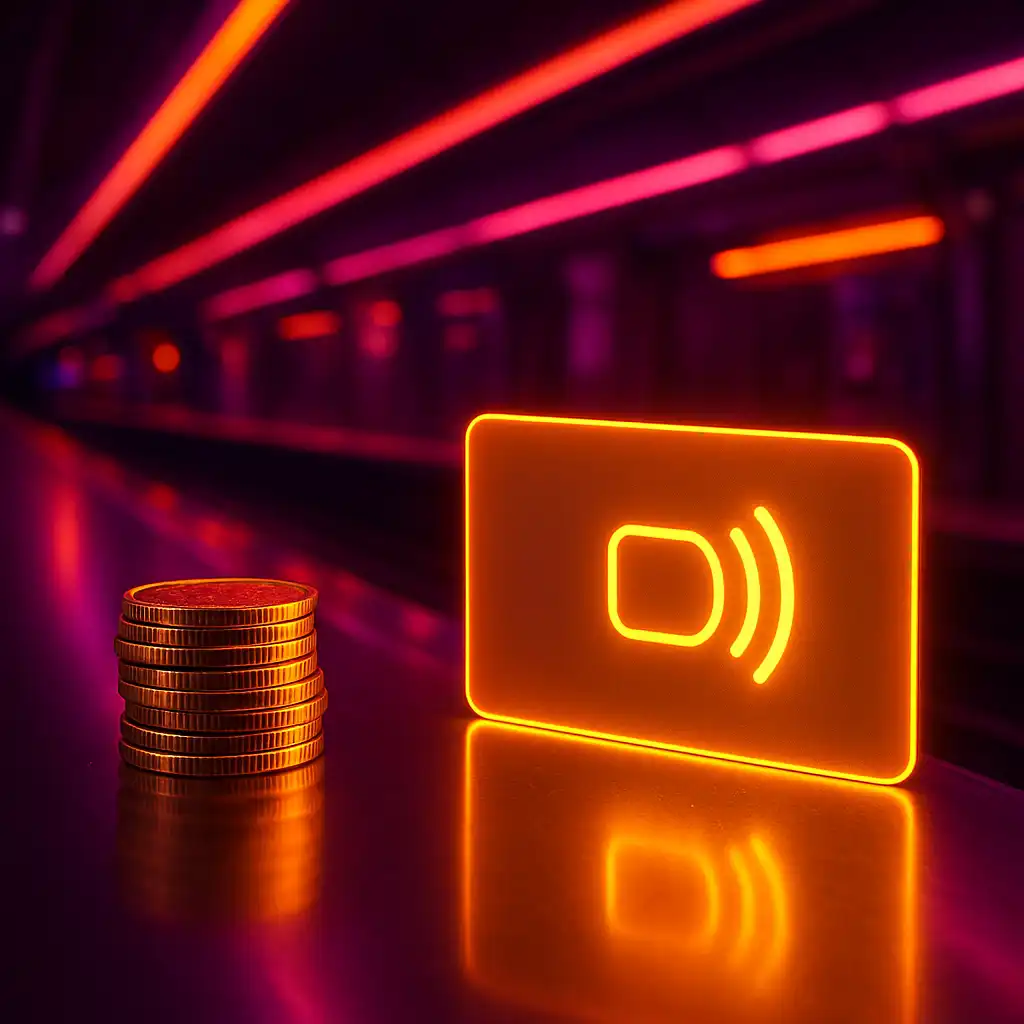 Card and coins representing a casino deposit